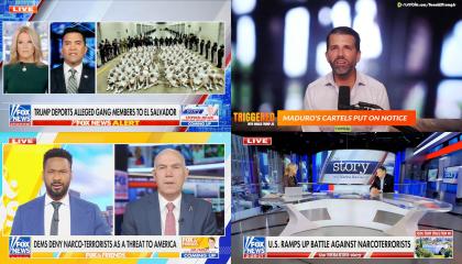 screenshots of some right-wing media coverage of immigration, deportation, and venezuela
