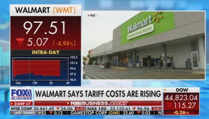 A Fox graphic acknowledging that Walmart says tariff costs are rising