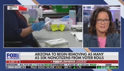 Elizabeth MacDonald on Fox Business with a chyron alleging noncitizen voters in Arizona