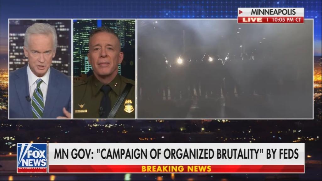 Chyron read: “MN Gov: ‘Campaign of organized brutality’ by feds”