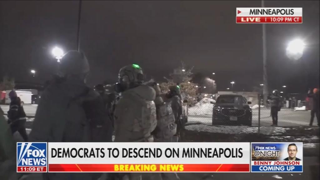 Chyron read: “Democrats to descend on Minneapolis”