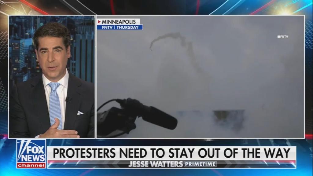 Chyron reads: “Protesters need to stay out of the way”