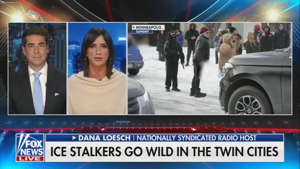 Chyron reads: “ICE stalkers go wild in the Twin Cities”