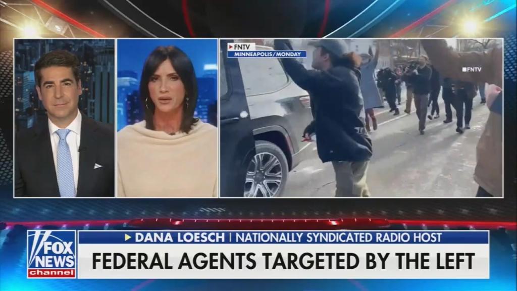 Chyron reads: “Federal agents targeted by the left”