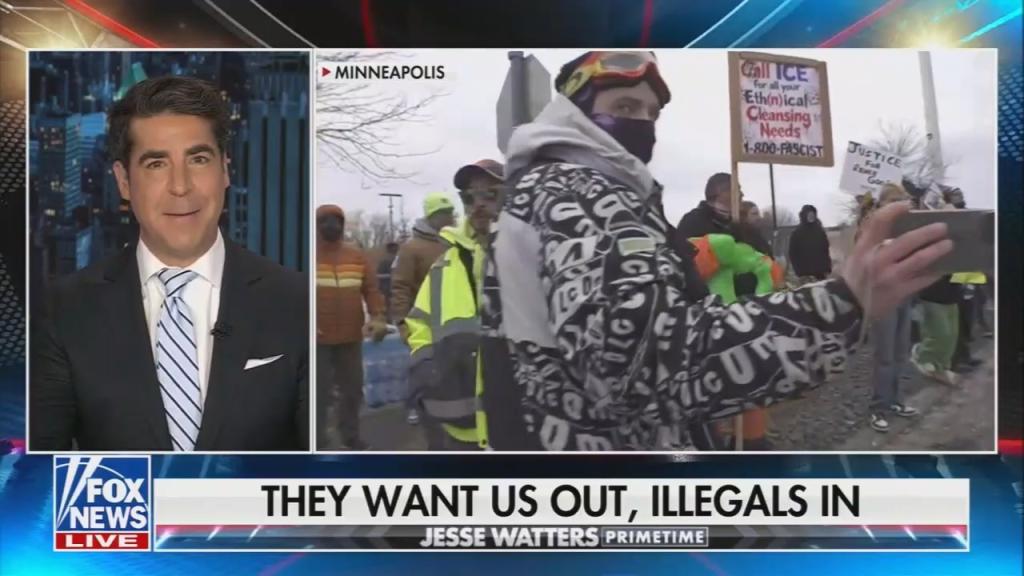Chyron reads: “They want us out, illegals in”