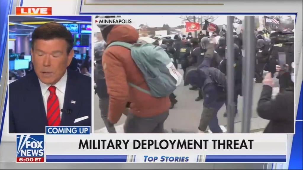 Chyron read: "Military deployment threat" 