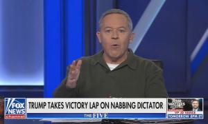 still of Gutfeld; chyron: Trump takes victory lap on nabbing dictator