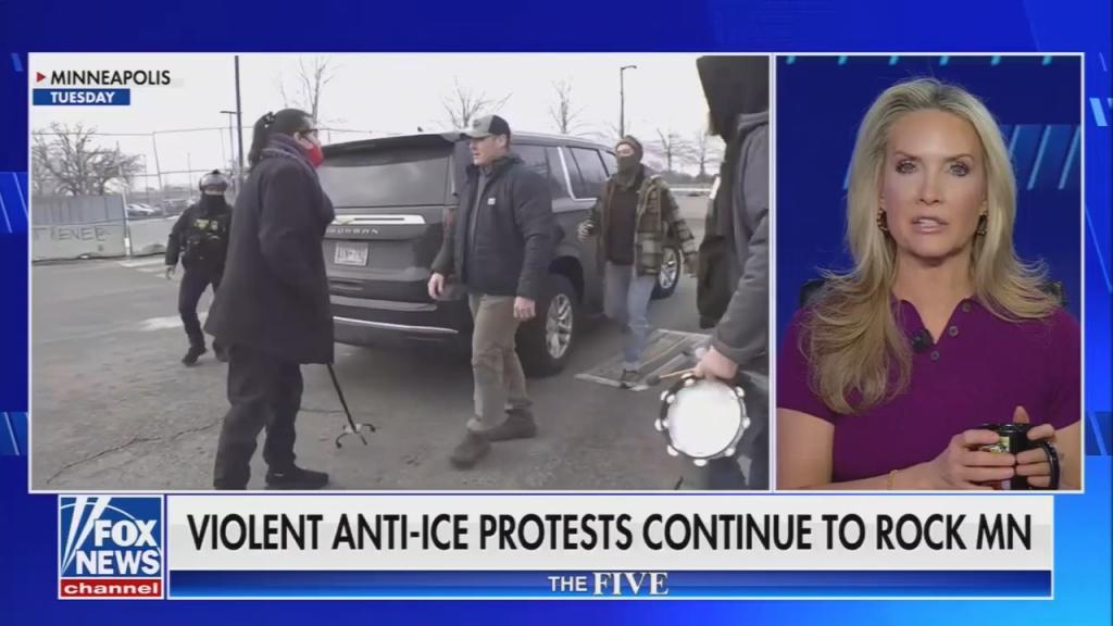 Chyron reads: “Violent anti-ICE protests continue to rock MN”