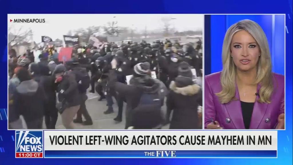 Chyron reads: “Violent left-wing agitators cause mayhem in MN”