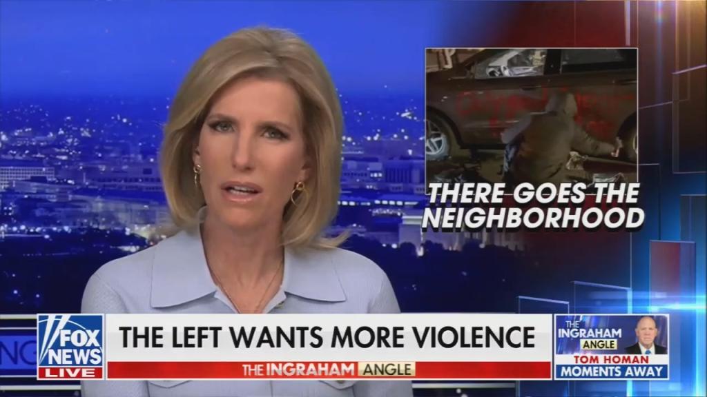 Chyron reads: "The left wants more violence"