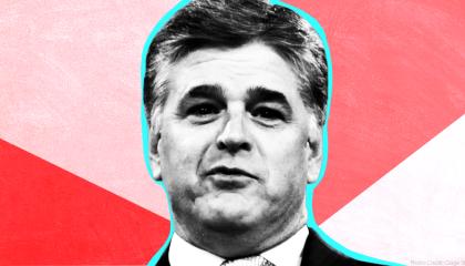 Sean Hannity red and white background