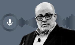 Mark Levin superimposed on a radio waveform image