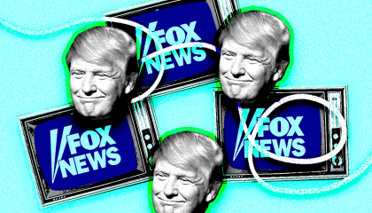 Trump with TV's tuned to Fox News 