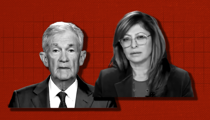 Maria Bartiromo and Jerome Powell
