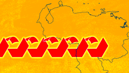 Voting logo on a map of Venezuela 