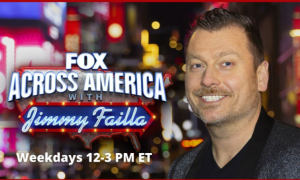 Jimmy Failla smiles next to the logo "Fox Across America with Jimmy Failla: Weekdays 12-3PM ET"