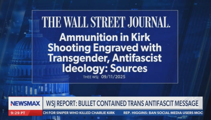 Newsmax screenshot with The Wall Street Journal's reporting on the bullet casings