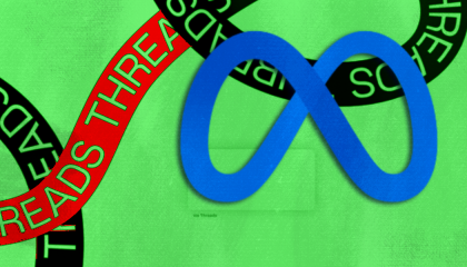 Meta logo overlayed with Threads logo