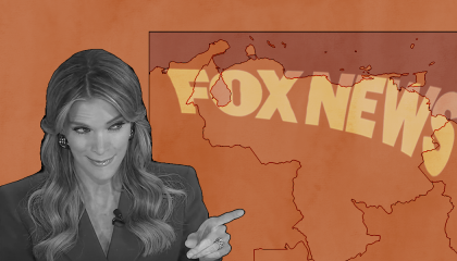 Megyn Kelly and Fox News logo with outline of Venezuela