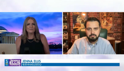 Splitscreen of Jenna Ellis (left) and Colorado Republican Dave Williams