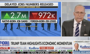 Fox Business host Larry Kudlow boasts of job losses among foreign-born workers