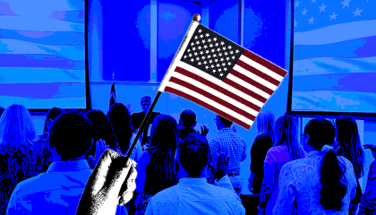 naturalization ceremony, stylized