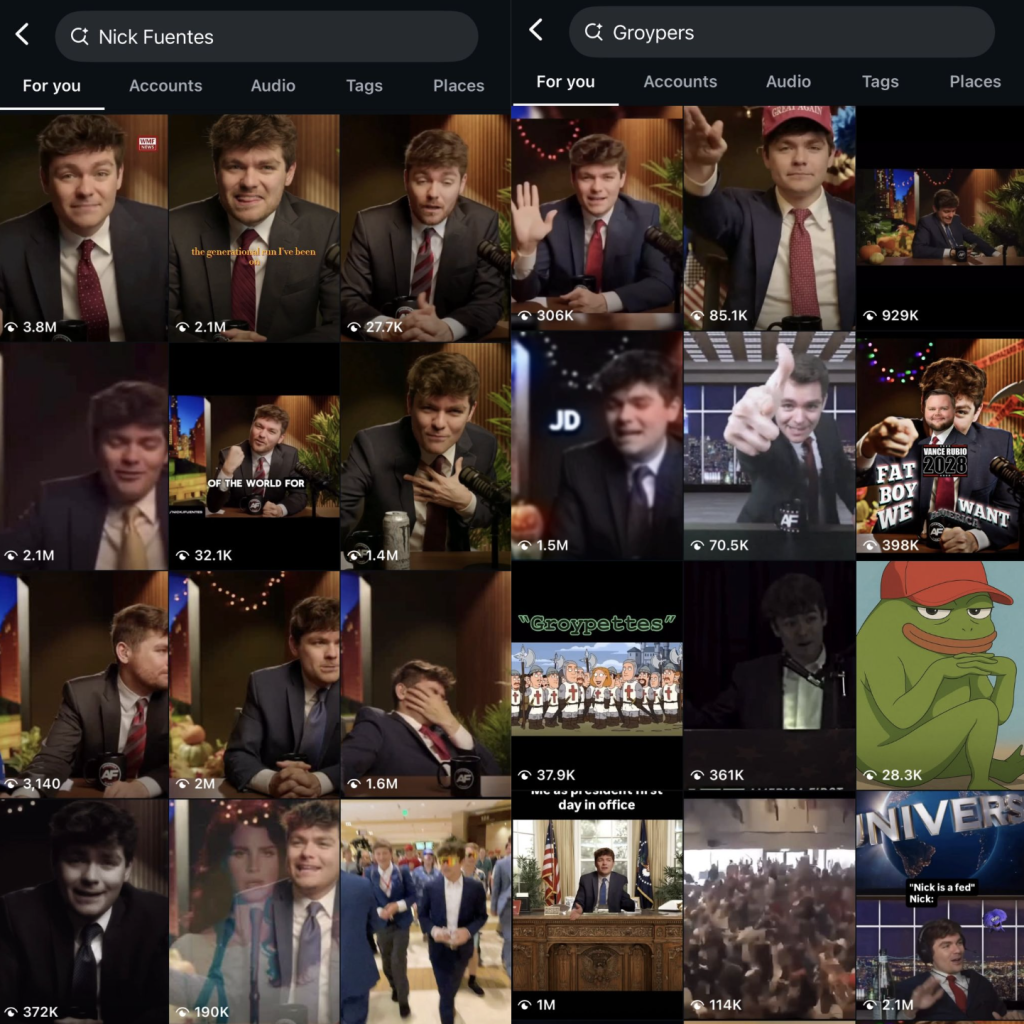 Instagram Fuentes search + Groyper search