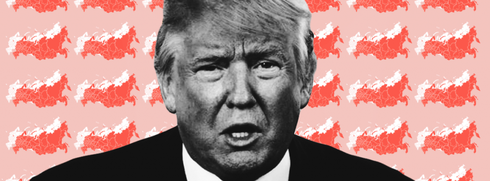 image of Trump shadowed by smaller images of Russia